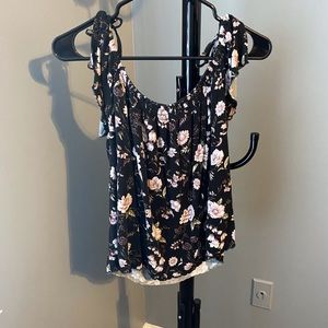 Floral off shoulder tied straps crop top size smal